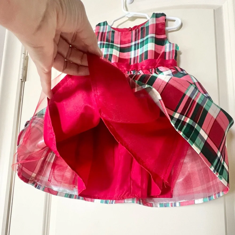 Gymboree Girls 3T Christmas Plaid Holiday Dress Red Green Tartan Tulle Bow